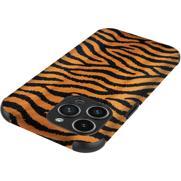 iPhone 14 Pro Max telefoonhoesje met sterke bumper rand en tijger en panter opdruk (4)