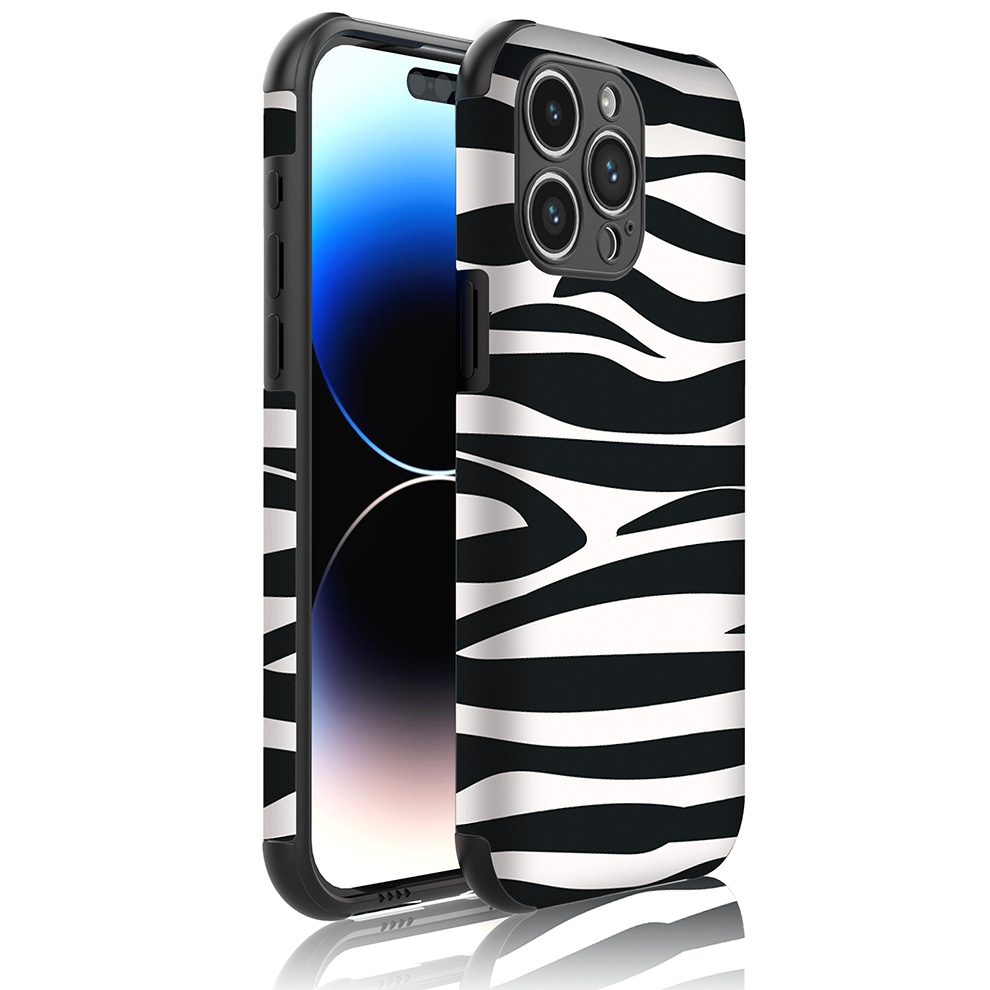 iPhone 14 Pro Max telefoonhoesje met sterke bumper rand en zebra opdruk (1)