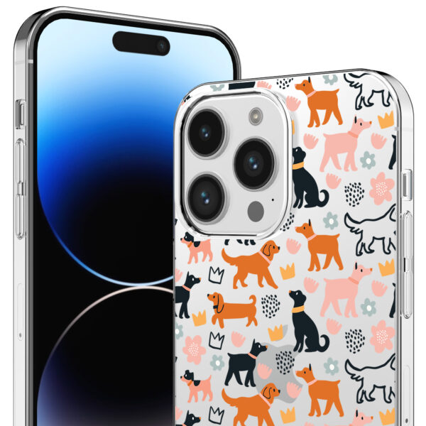 iPhone 14 Pro Max transparant telefoonhoesje met honden opdruk (2)
