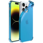 iPhone 14 Pro siliconen telefoonhoesje met stootrand transparant blauw (1)