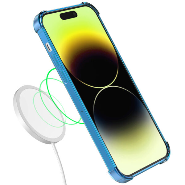 iPhone 14 Pro siliconen telefoonhoesje met stootrand transparant blauw (3)