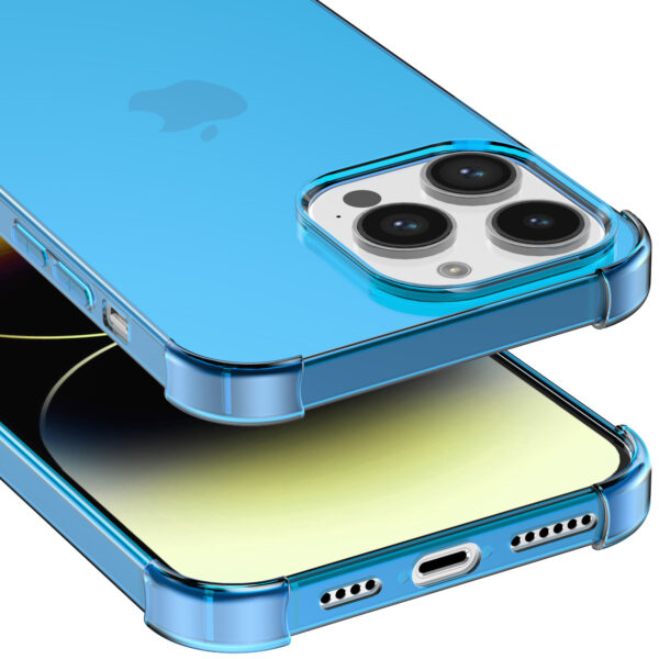 iPhone 14 Pro siliconen telefoonhoesje met stootrand transparant blauw (4)