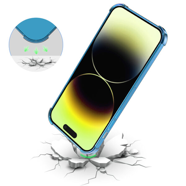 iPhone 14 Pro siliconen telefoonhoesje met stootrand transparant blauw (6)