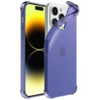 iPhone 14 Pro siliconen telefoonhoesje met stootrand transparant donkerblauw (1)