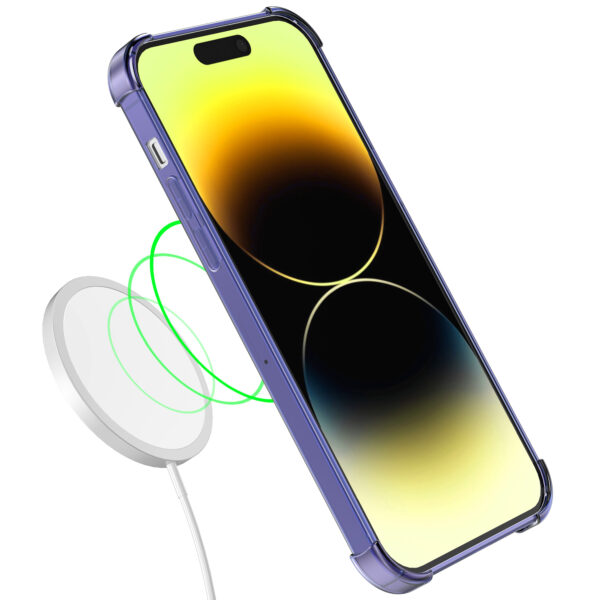 iPhone 14 Pro siliconen telefoonhoesje met stootrand transparant donkerblauw (3)