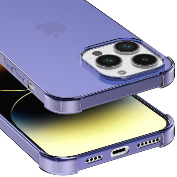 iPhone 14 Pro siliconen telefoonhoesje met stootrand transparant donkerblauw (4)