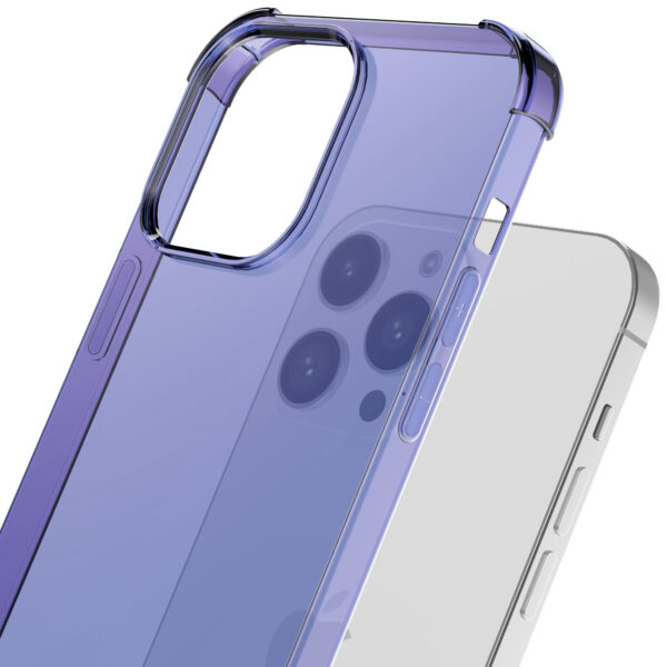 iPhone 14 Pro siliconen telefoonhoesje met stootrand transparant donkerblauw (5)