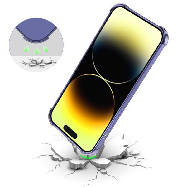 iPhone 14 Pro siliconen telefoonhoesje met stootrand transparant donkerblauw (6)