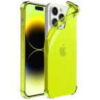 iPhone 14 Pro siliconen telefoonhoesje met stootrand transparant geel (1)