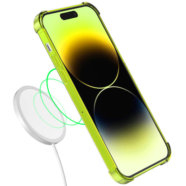 iPhone 14 Pro siliconen telefoonhoesje met stootrand transparant geel (3)