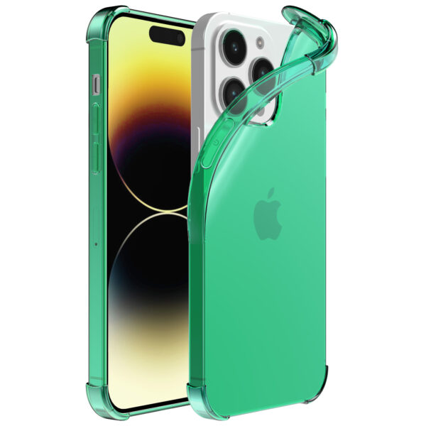 iPhone 14 Pro siliconen telefoonhoesje met stootrand transparant groen (1)