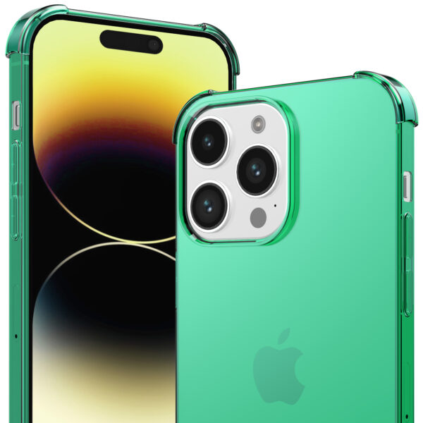 iPhone 14 Pro siliconen telefoonhoesje met stootrand transparant groen (2)