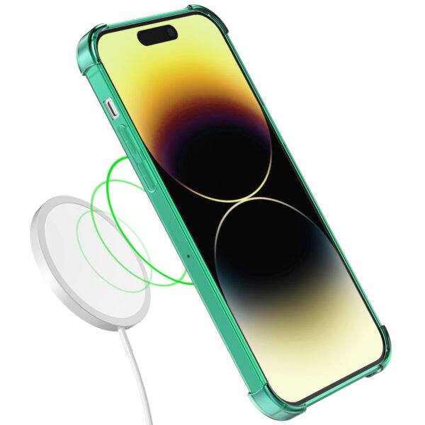 iPhone 14 Pro siliconen telefoonhoesje met stootrand transparant groen (3)