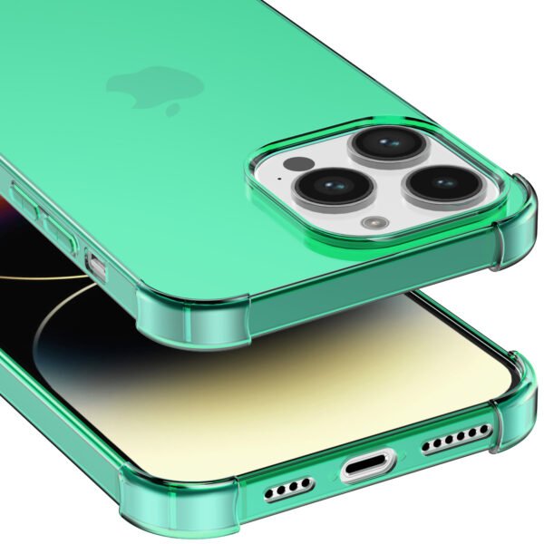 iPhone 14 Pro siliconen telefoonhoesje met stootrand transparant groen (4)