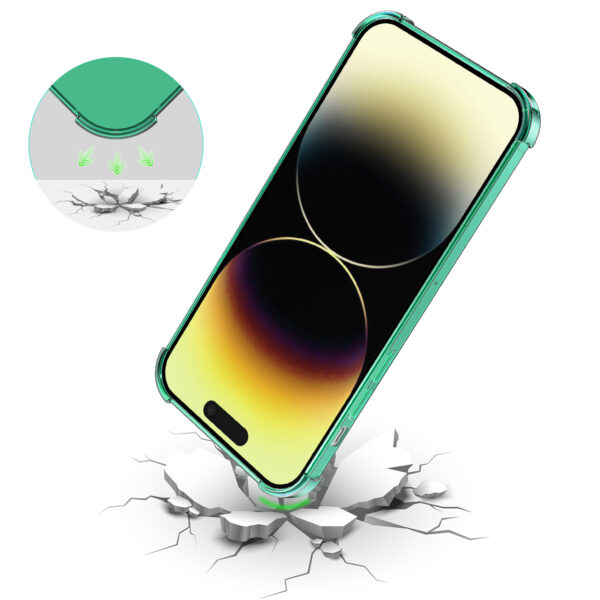iPhone 14 Pro siliconen telefoonhoesje met stootrand transparant groen (6)