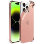 iPhone 14 Pro siliconen telefoonhoesje met stootrand transparant lichtroze (1)