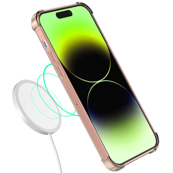 iPhone 14 Pro siliconen telefoonhoesje met stootrand transparant lichtroze (3)