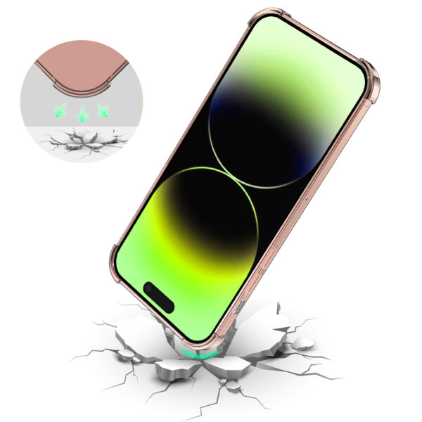iPhone 14 Pro siliconen telefoonhoesje met stootrand transparant lichtroze (6)