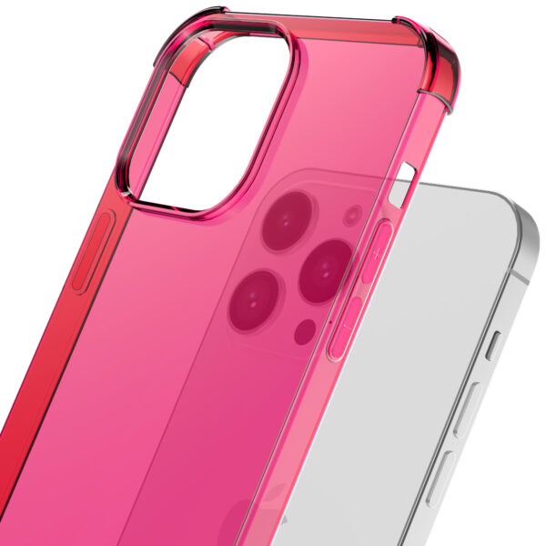 iPhone 14 Pro siliconen telefoonhoesje met stootrand transparant neon roze (5)