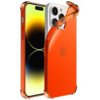 iPhone 14 Pro siliconen telefoonhoesje met stootrand transparant oranje (1)