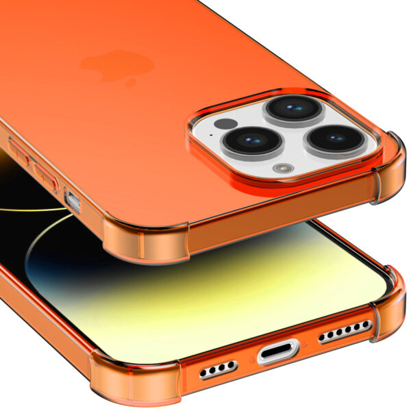 iPhone 14 Pro siliconen telefoonhoesje met stootrand transparant oranje (4)