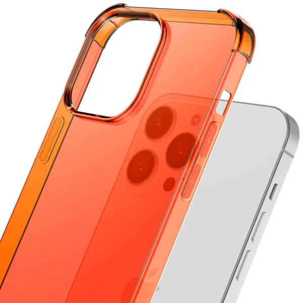 iPhone 14 Pro siliconen telefoonhoesje met stootrand transparant oranje (5)