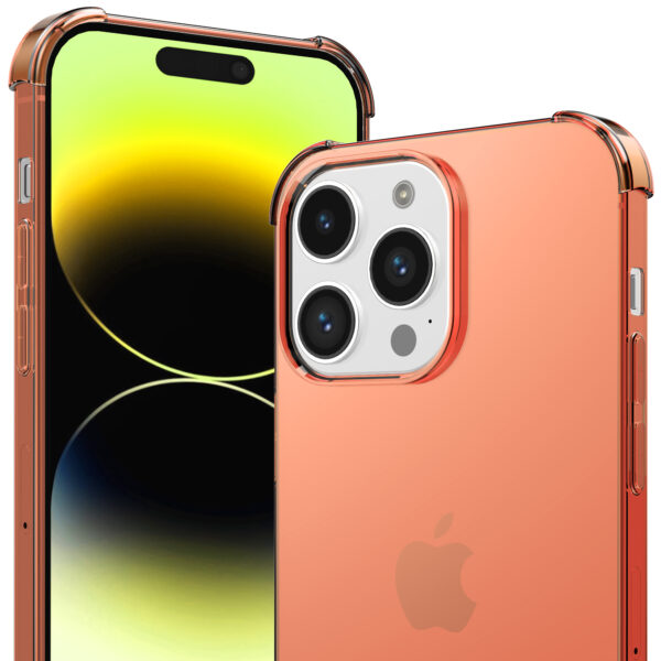 iPhone 14 Pro siliconen telefoonhoesje met stootrand transparant rood (2)