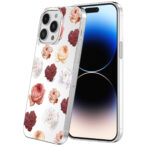 iPhone 14 Pro transparant telefoonhoesje met bloemen en rozen opdruk (1)