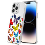 iPhone 14 Pro transparant telefoonhoesje met gekleurde vlinder opdruk (1)
