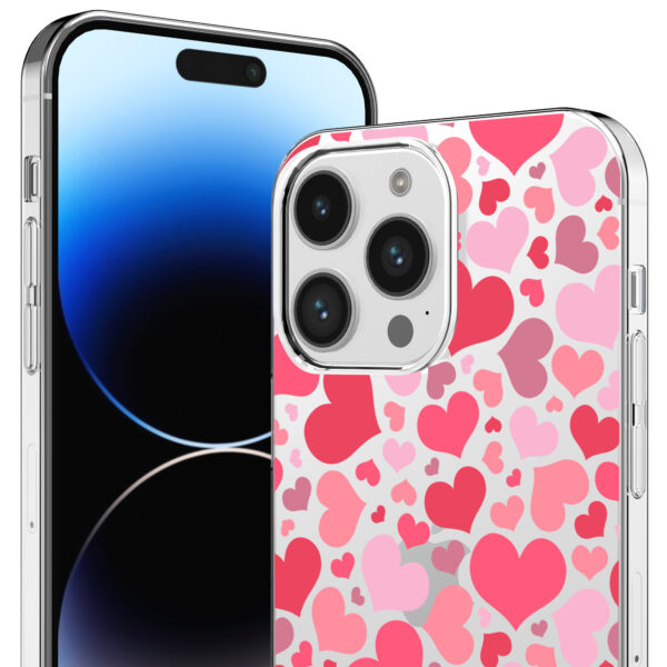 iPhone 14 Pro transparant telefoonhoesje met hartjes opdruk (2)