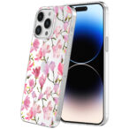 iPhone 14 Pro transparant telefoonhoesje met orchidee bloemen opdruk (1)