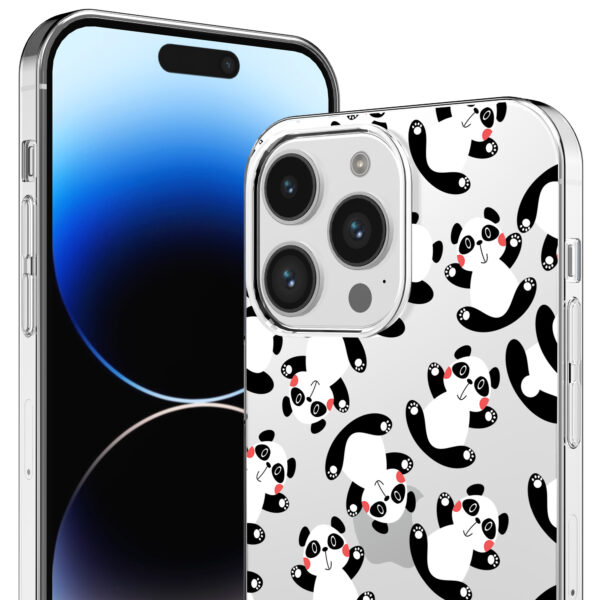 iPhone 14 Pro transparant telefoonhoesje met panda opdruk (2)