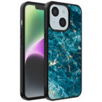 iPhone 14 telefoonhoesje met blauw marmer opdruk (1)