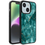 iPhone 14 telefoonhoesje met groen marmer opdruk (1)