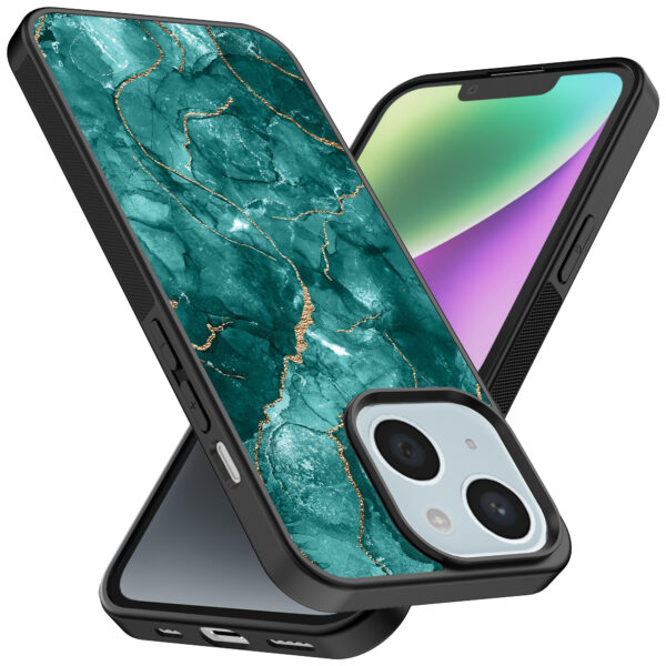 iPhone 14 telefoonhoesje met groen marmer opdruk (2)