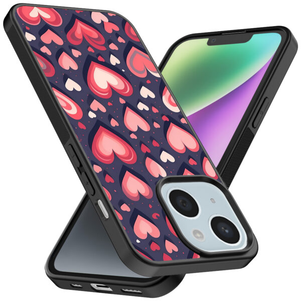 iPhone 14 telefoonhoesje met hartjes opdruk groot (2)