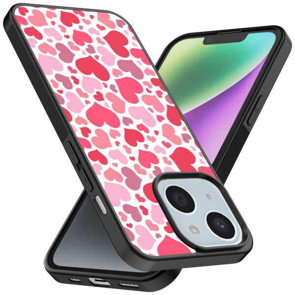 iPhone 14 telefoonhoesje met hartjes opdruk transparant (2)