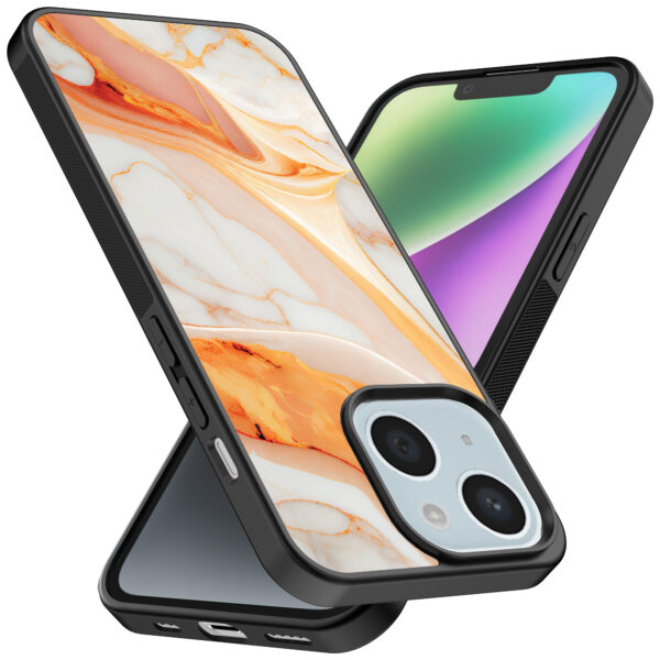 iPhone 14 telefoonhoesje met oranje marmer opdruk (2)
