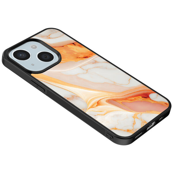 iPhone 14 telefoonhoesje met oranje marmer opdruk (5)
