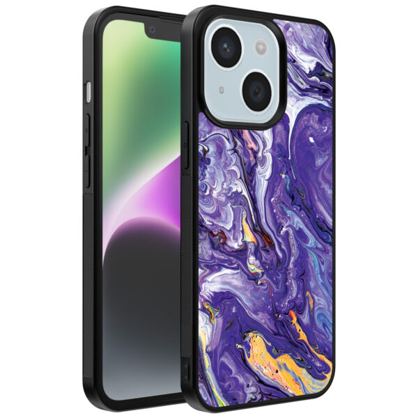 iPhone 14 telefoonhoesje met paars marmer opdruk (1)