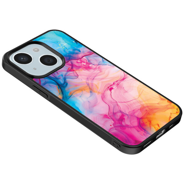 iPhone 14 telefoonhoesje met regenboog acryl marmer opdruk (5)