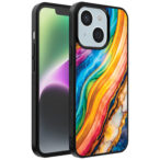 iPhone 14 telefoonhoesje met regenboog goud marmer opdruk (1)
