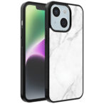 iPhone 14 telefoonhoesje met wit marmer opdruk (1)