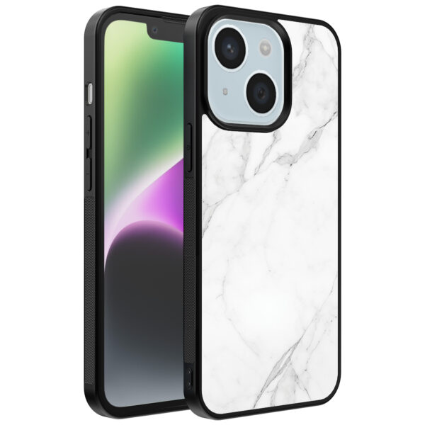 iPhone 14 telefoonhoesje met wit marmer opdruk (1)