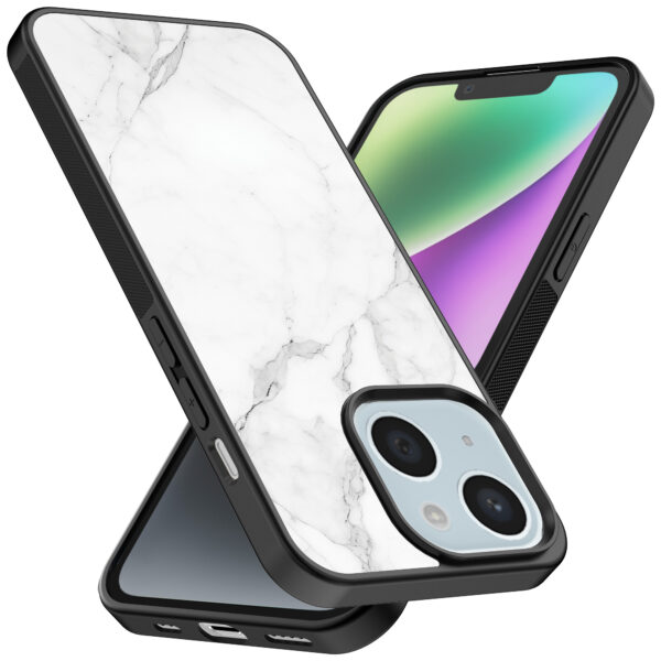 iPhone 14 telefoonhoesje met wit marmer opdruk (2)