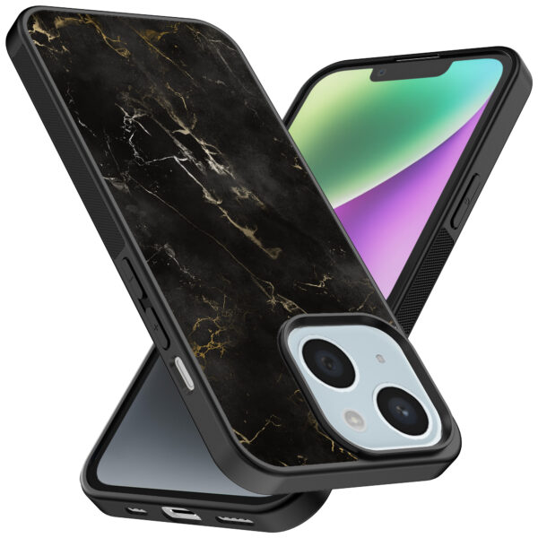 iPhone 14 telefoonhoesje met zwart marmer opdruk (2)