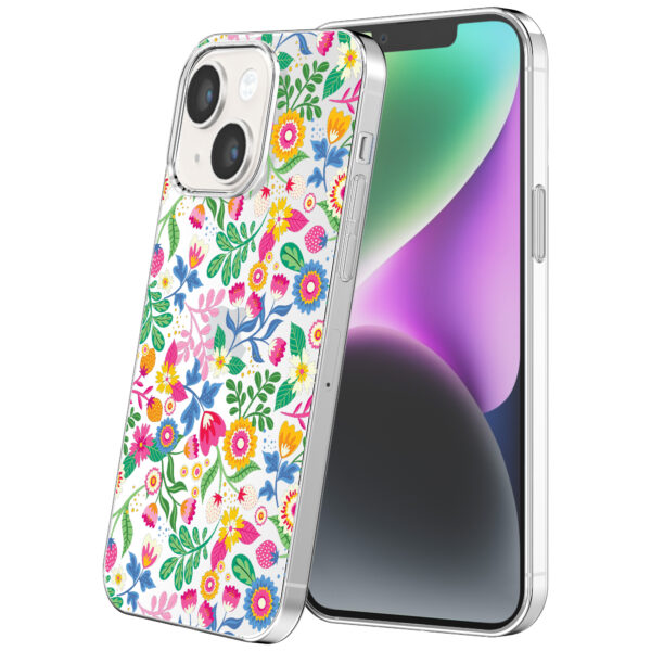 iPhone 14 transparant telefoonhoesje met bloemen opdruk (1)