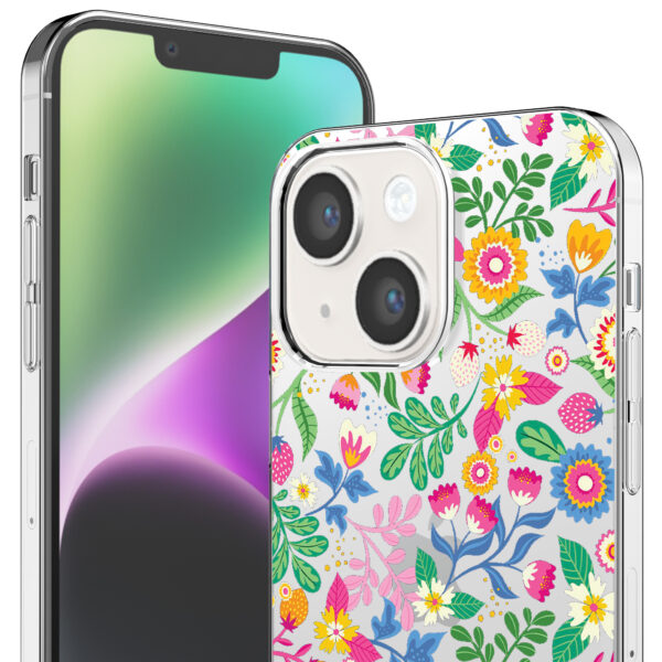 iPhone 14 transparant telefoonhoesje met bloemen opdruk (2)