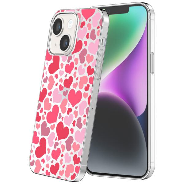 iPhone 14 transparant telefoonhoesje met hartjes opdruk (1)