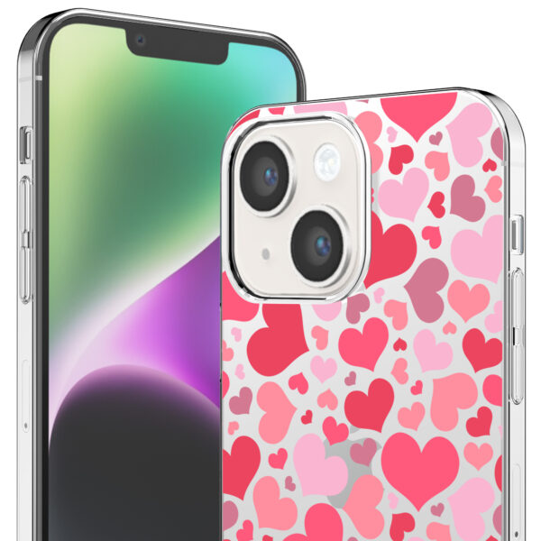 iPhone 14 transparant telefoonhoesje met hartjes opdruk (2)